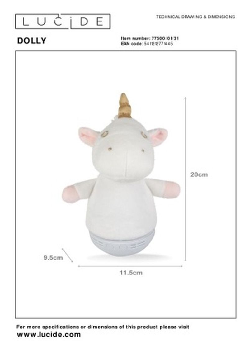 Lucide DOLLY - Stolná lampa pre deti - Batérie - S hudobným prvkom - Biela